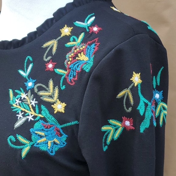 🍎2 Items/$12 OLIVIA & GRACE BOHO STYLE BELL SLEEVE BLACK DRESS SIZE LARGE - Picture 6 of 11